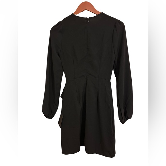 NWT Lulus Believe It or Knot Black Long Sleeve Tie-Front Skater Dress - Size XS - Picture 11 of 16